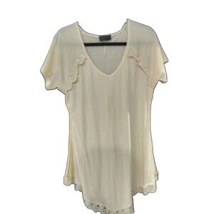 Doublju Women's Plus Size Top Canary Yellow 2X Short Sleeve Lightweight